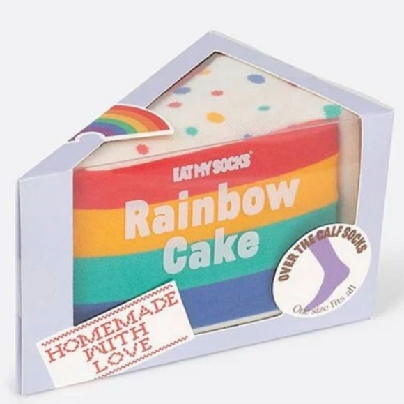 ❤️BUY 2 GET 1 FREE Eat My Socks Rainbow Cake Unisex Socks, Retail $15.99US - Picture 1 of 14
